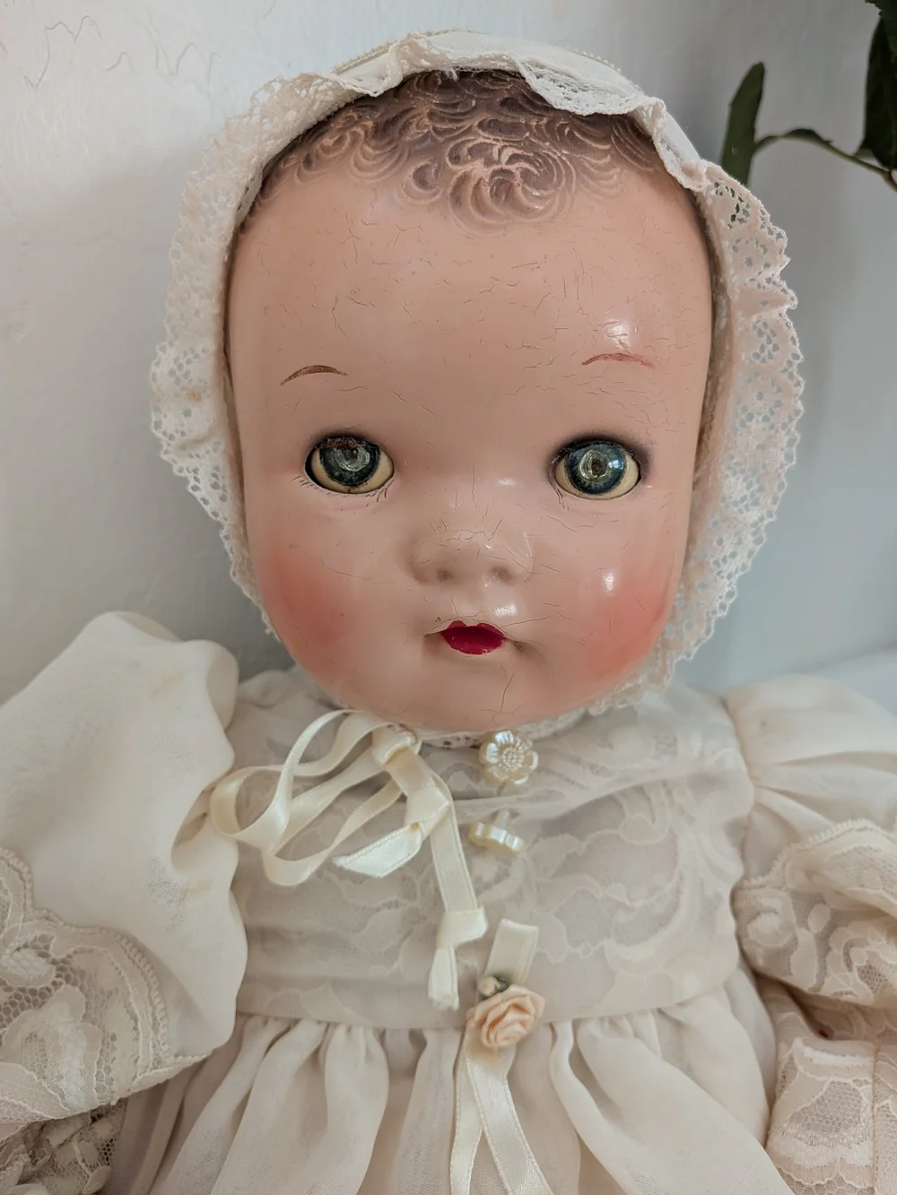 Vintage Ideal Doll No. 20 Composition Baby Doll Sleep Eyes Molded Hair